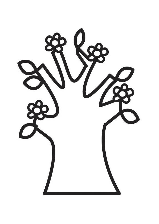 Målarbild blommande trA¤d pA¥ vA¥ren
