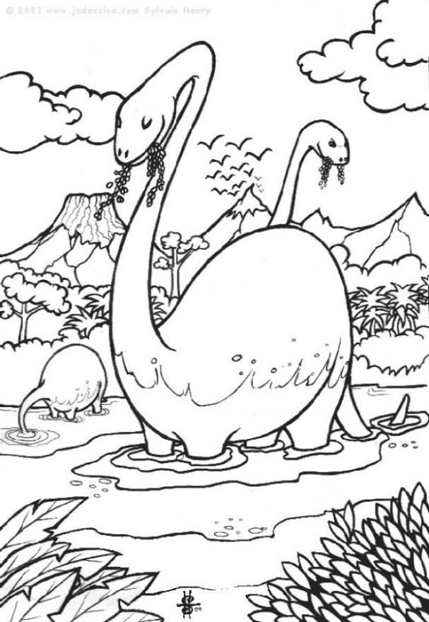 Målarbild dinosaurier i vatten