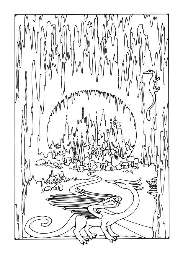 Målarbild grottstad