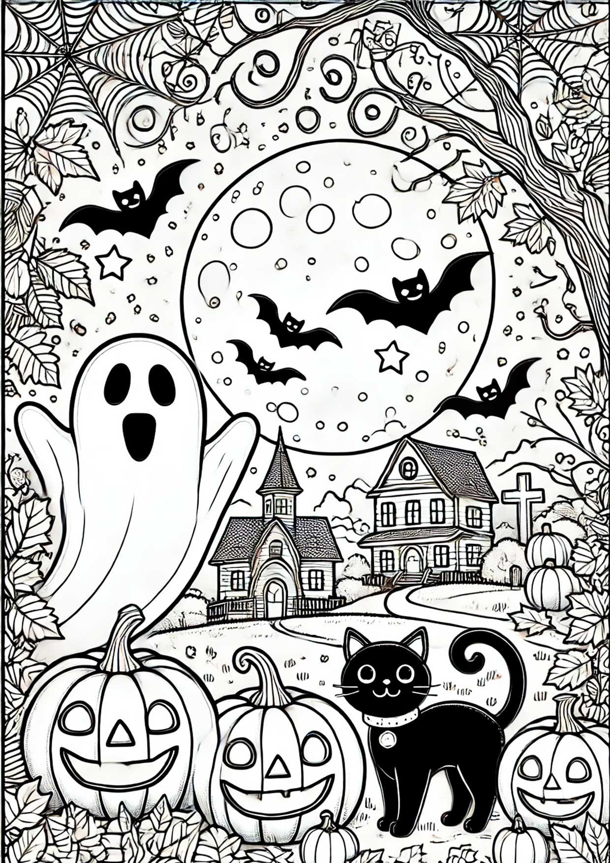 Målarbild halloween landskap