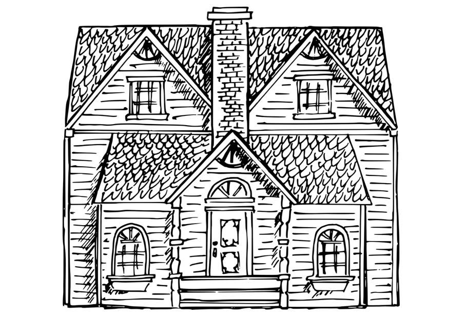 Målarbild hus