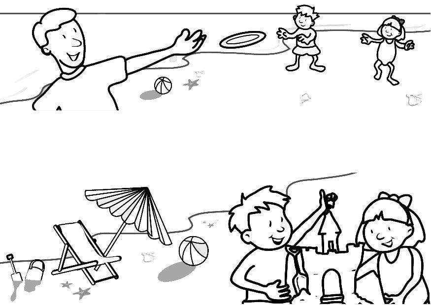 Målarbild leka pA¥ stranden