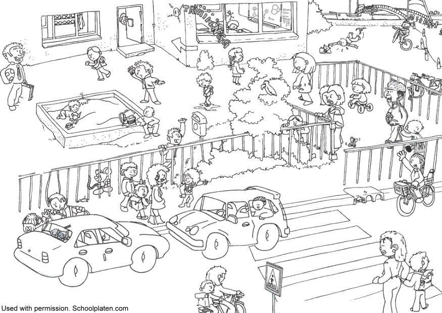 Målarbild trafik vid skolan