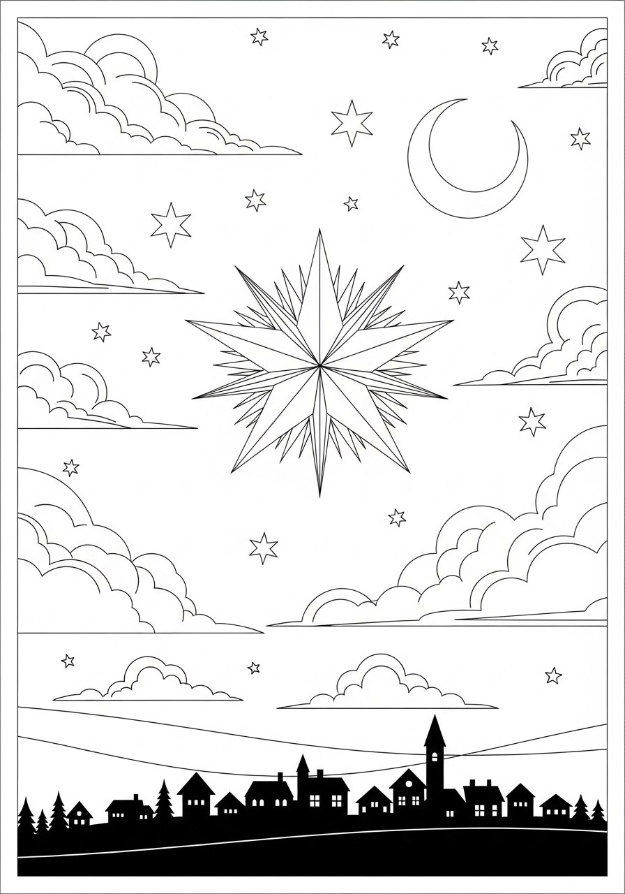 nattscen med jul Målarbild nattscen med jul