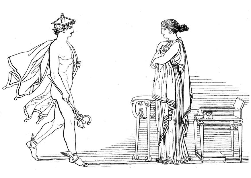odysseus - hermes befaller calypso att befria odysseus Målarbild odysseus - hermes befaller calypso att befria odysseus