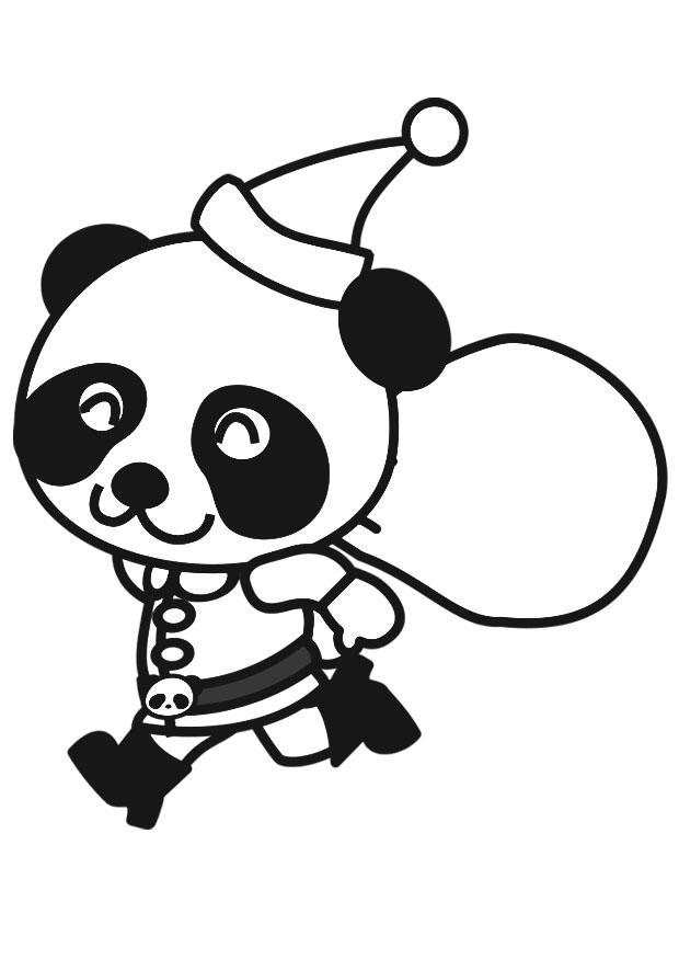 Målarbild panda i tomtedrA¤kt