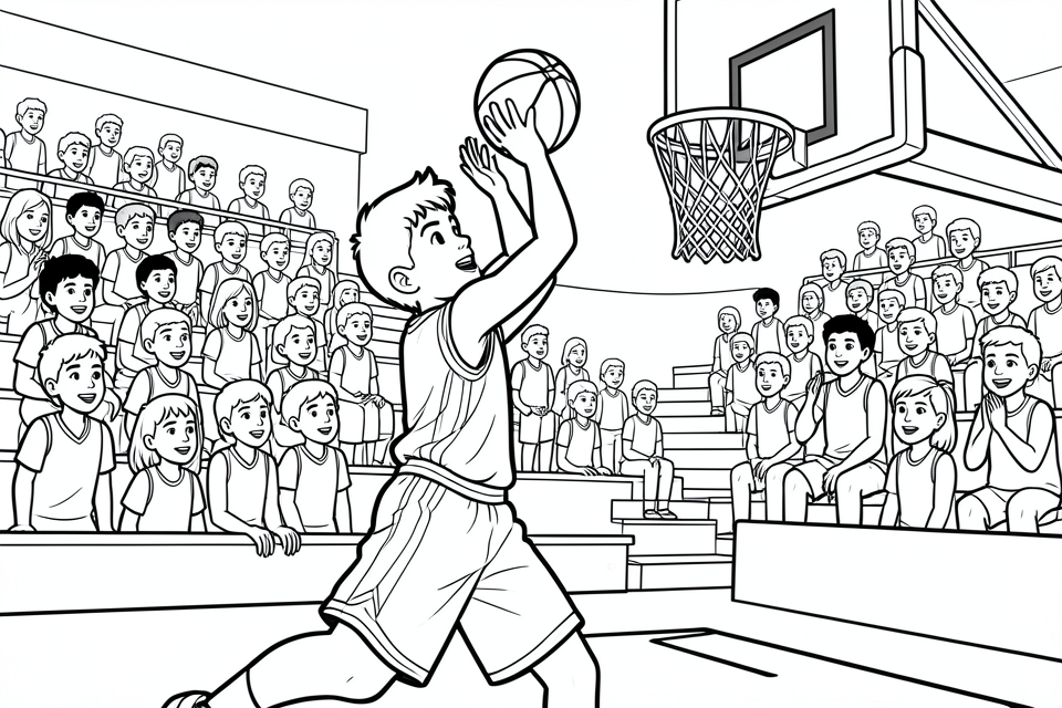 pojke spelar basket Målarbild pojke spelar basket