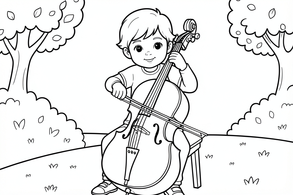 pojken spelar cello Målarbild pojken spelar cello