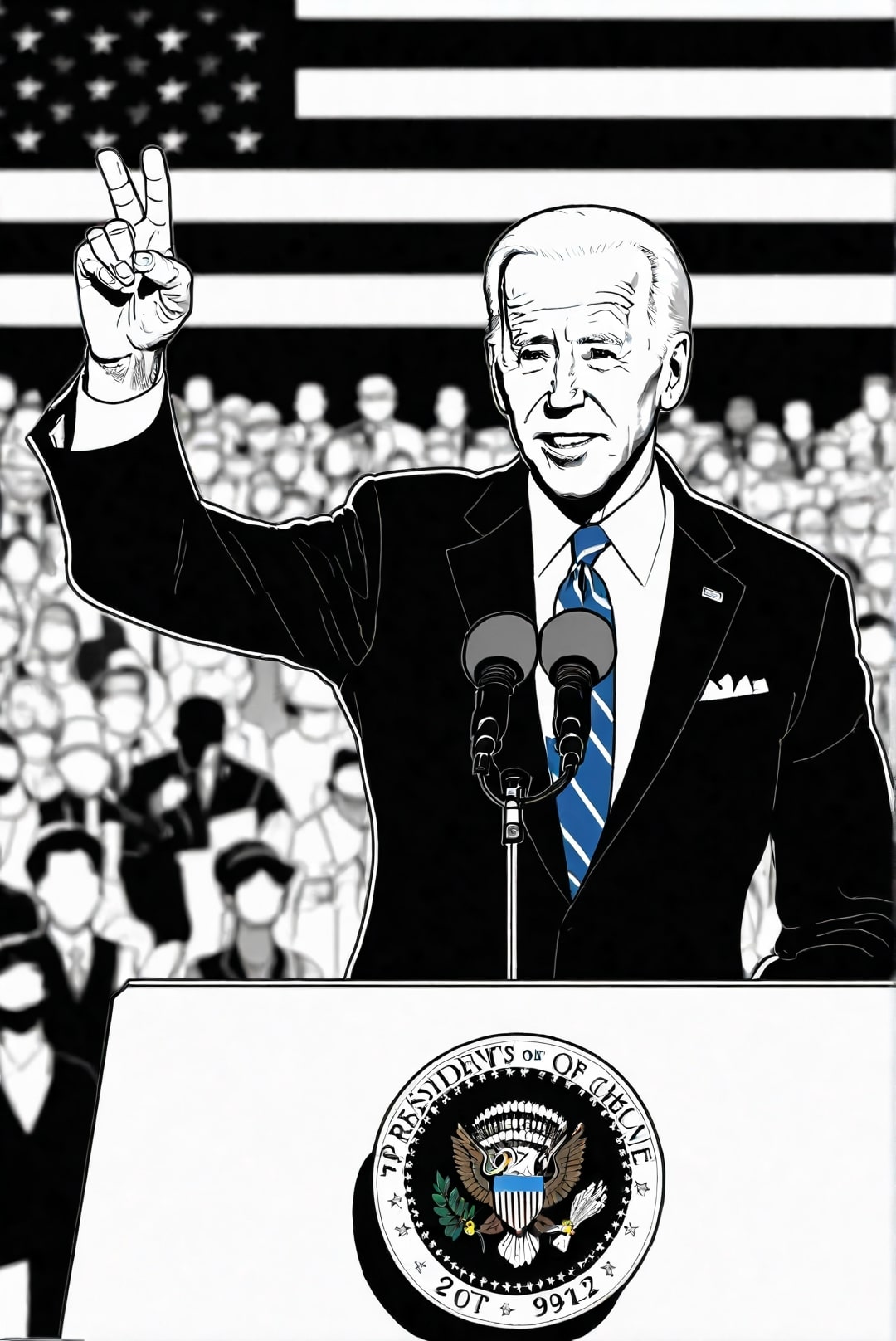 president biden vid ett mA¶te Målarbild president biden vid ett mA¶te