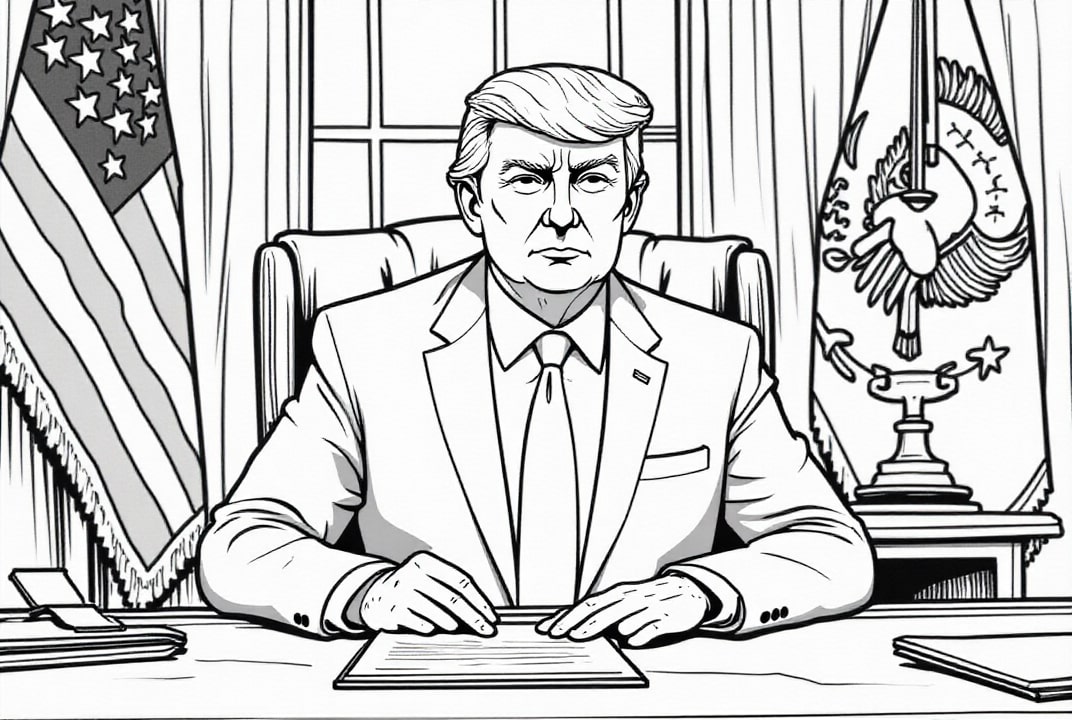 president donald trump i oval office Målarbild president donald trump i oval office