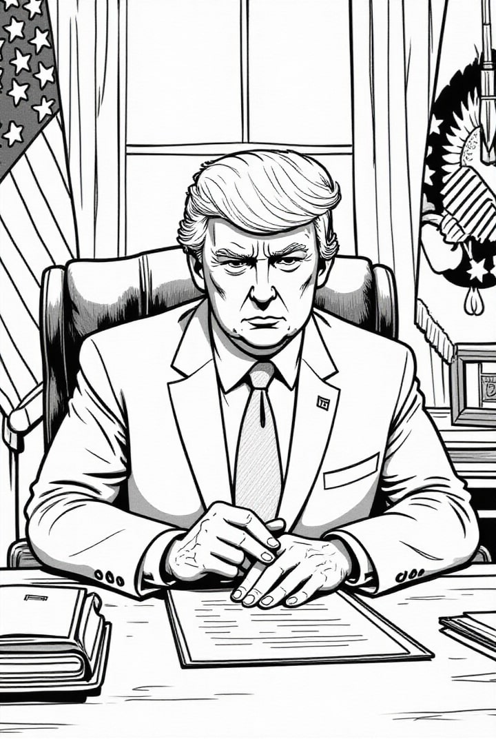 president donald trump i oval office Målarbild president donald trump i oval office