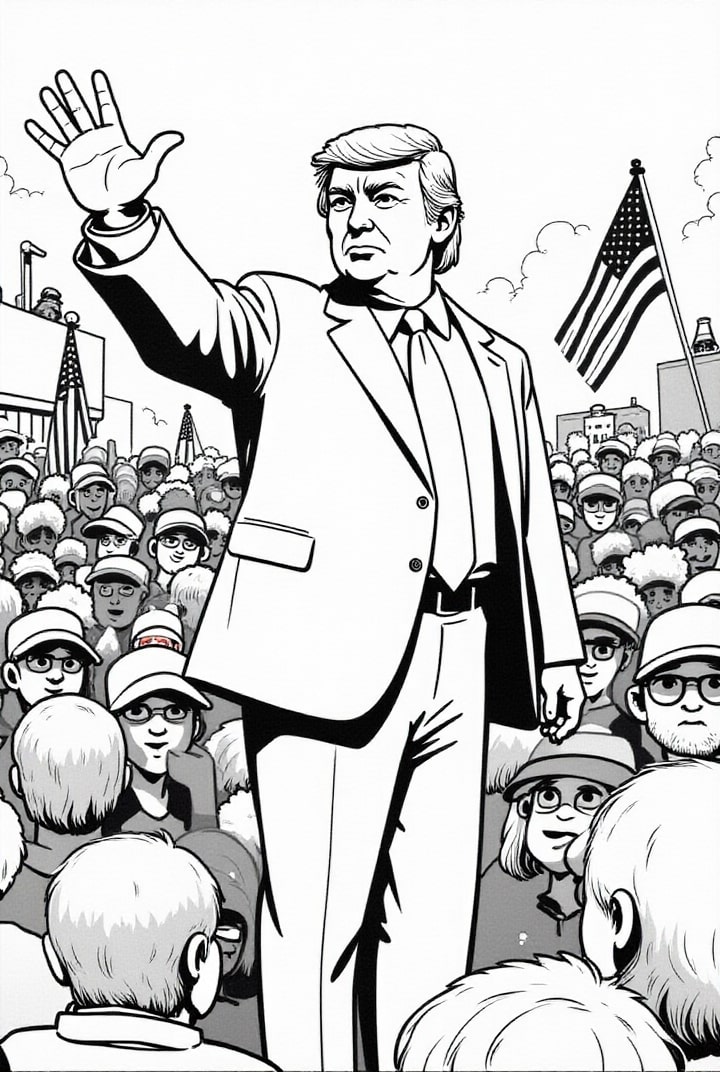 president donald trump med anhA¤ngare Målarbild president donald trump med anhA¤ngare