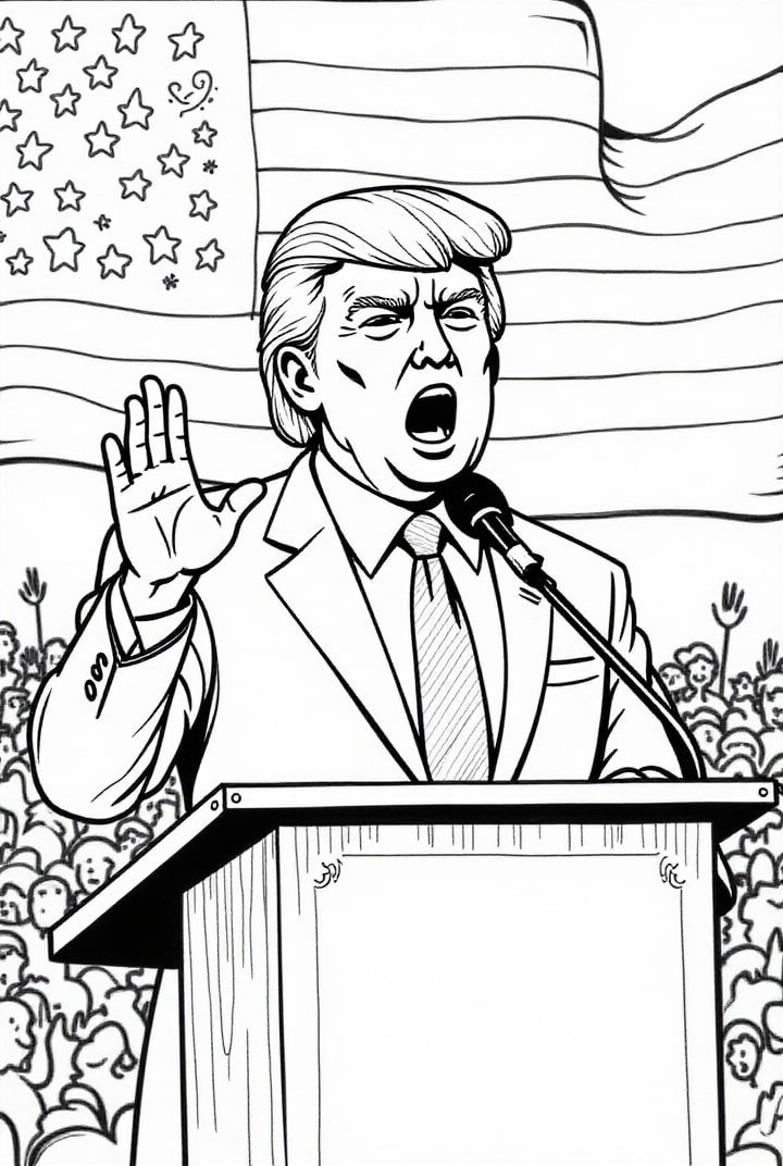 president donald trump tilltalar folk Målarbild president donald trump tilltalar folk