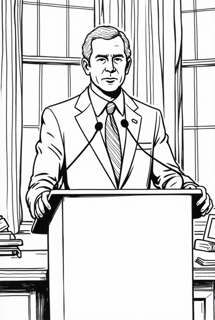 president george w. bush hA¥ller ett tal Målarbild president george w. bush hA¥ller ett tal
