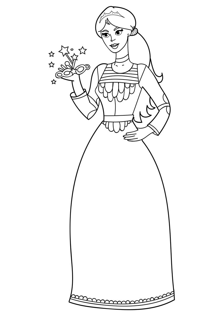 Målarbild prinsessa med mask
