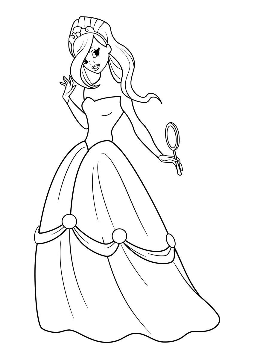 Målarbild prinsessa med spegel