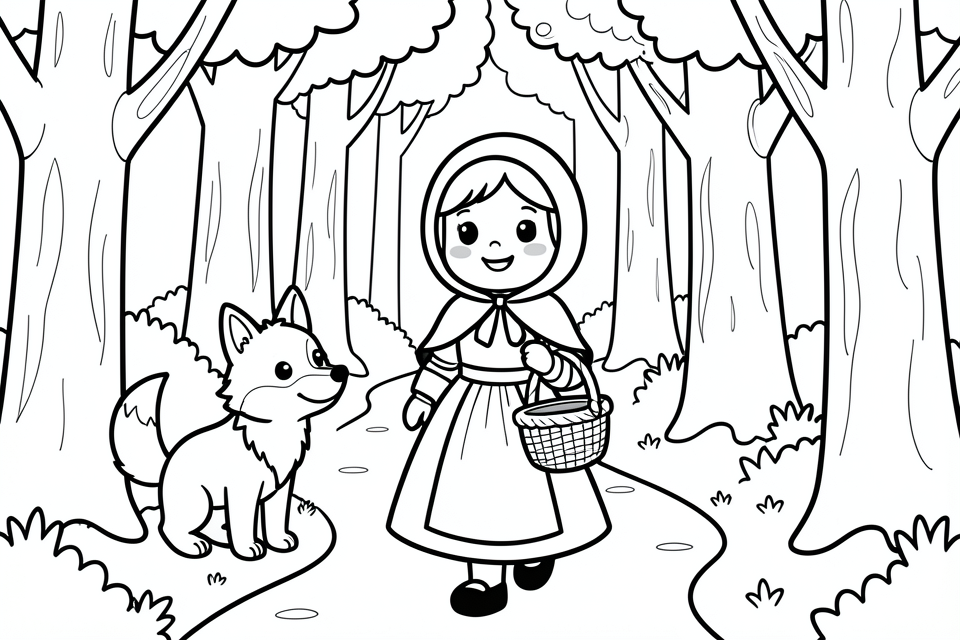 rA¶dluvan och vargen Målarbild rA¶dluvan och vargen