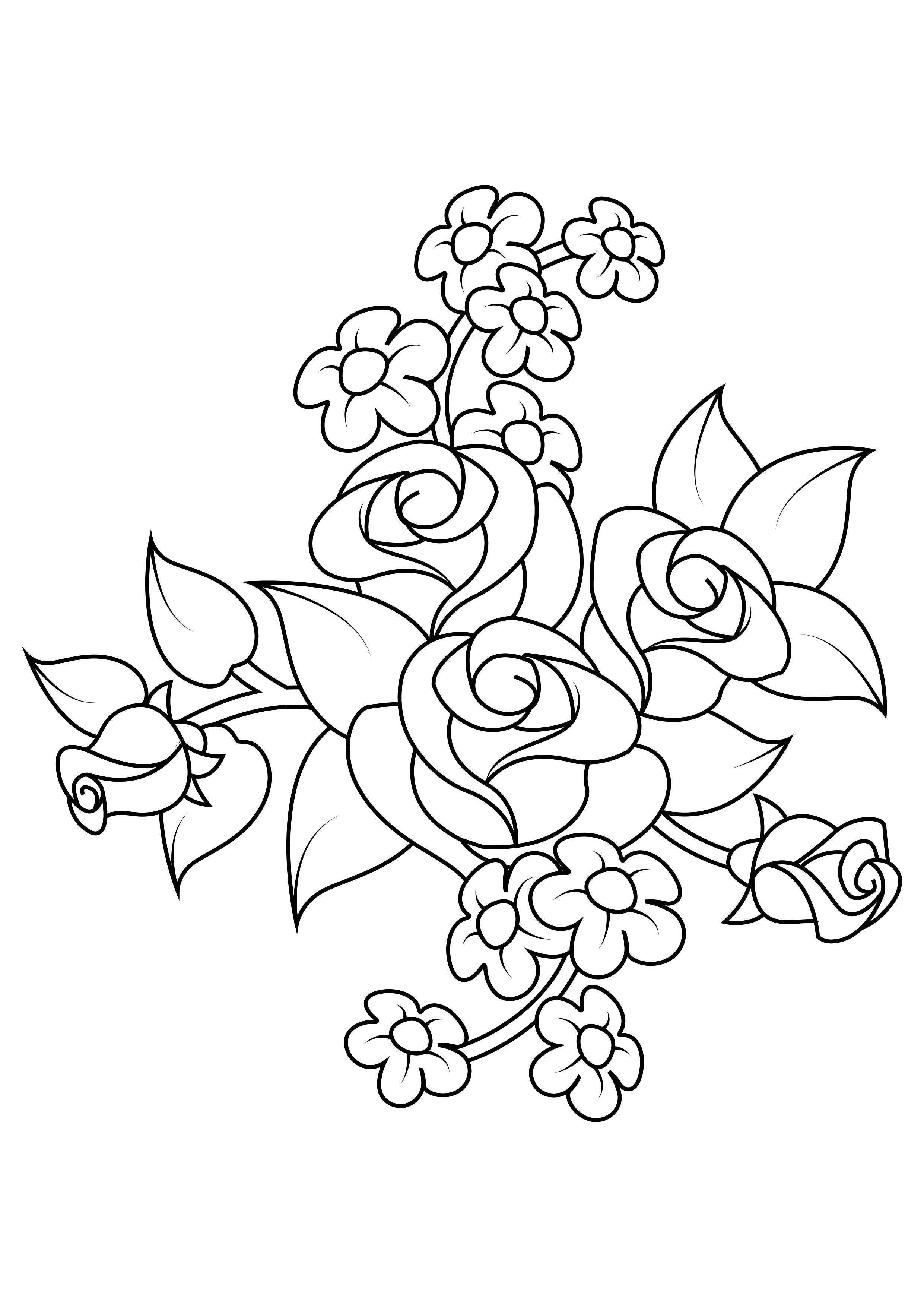 Målarbild rosbukett