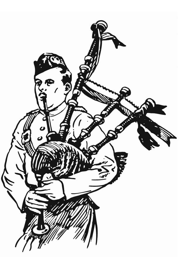 sA¤ckpipespelare Målarbild sA¤ckpipespelare