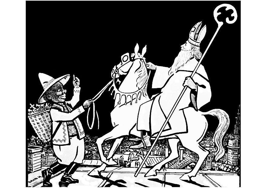 sankt nikolas med svarte petter Målarbild sankt nikolas med svarte petter
