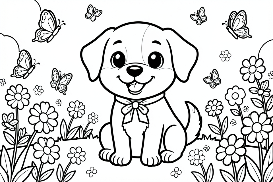 sA¶t hund i trA¤dgA¥rden Målarbild sA¶t hund i trA¤dgA¥rden