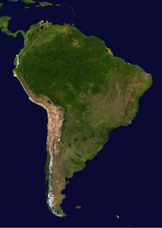 satellitbild av sydamerika Foto satellitbild av sydamerika