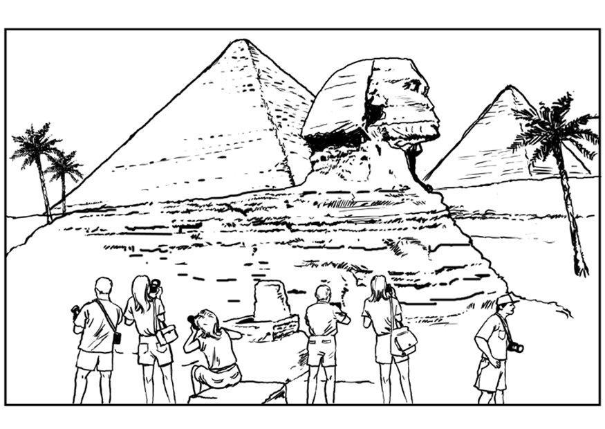 sfinx vid pyramid i egypten Målarbild sfinx vid pyramid i egypten