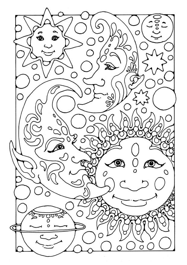 sol, mA¥ne och stjA¤rnor Målarbild sol, mA¥ne och stjA¤rnor