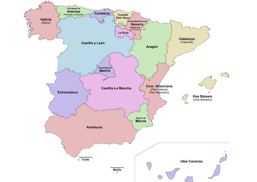 spaniens autonoma regioner bild spaniens autonoma regioner