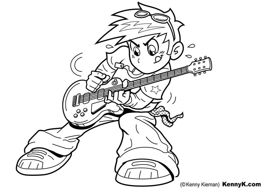 Målarbild spela gitarr