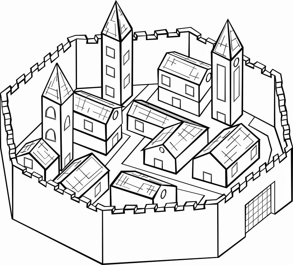 stad omgiven av mur Målarbild stad omgiven av mur