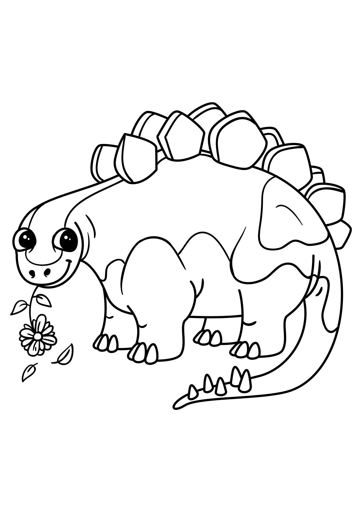 stegosaurus med blomma Målarbild stegosaurus med blomma
