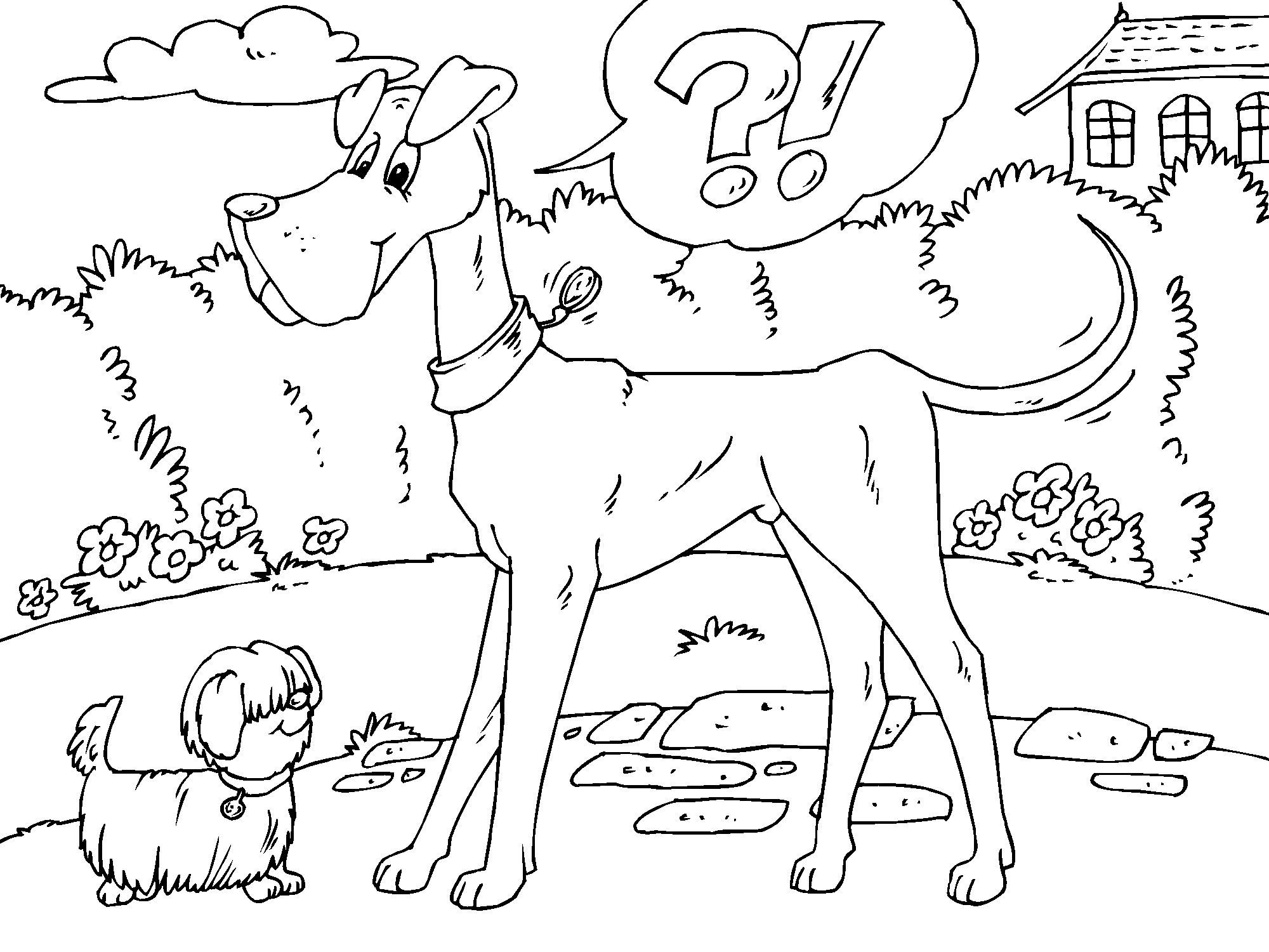 stor hund och liten hund Målarbild stor hund och liten hund