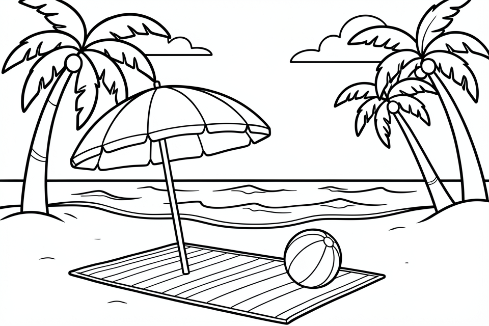 Målarbild strandscen
