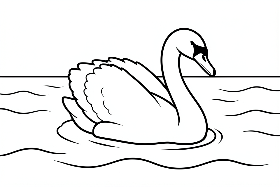 Målarbild svan i vattnet