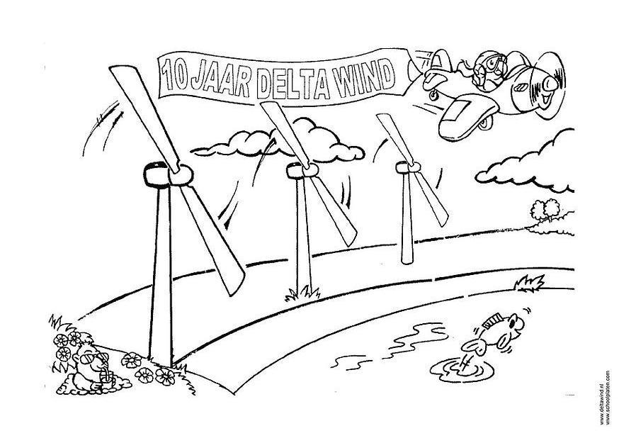 Målarbild vindenergi - vindkraftverk