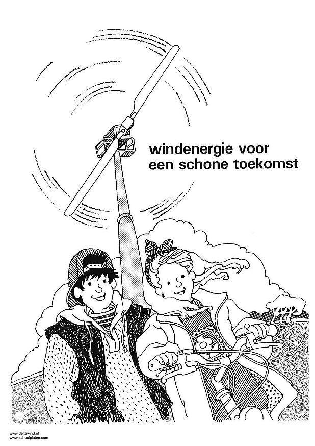 Målarbild vindenergi - vindkraftverk