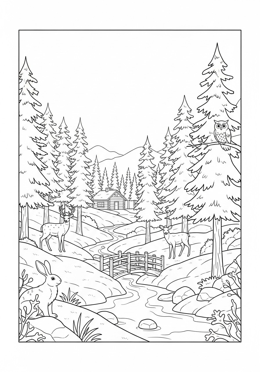 vinter i skogen Målarbild vinter i skogen