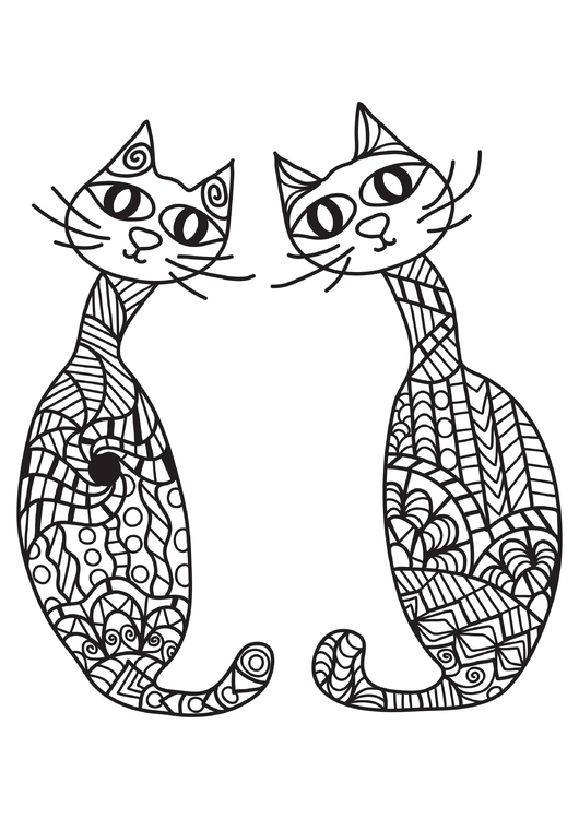 Målarbild 2 katter