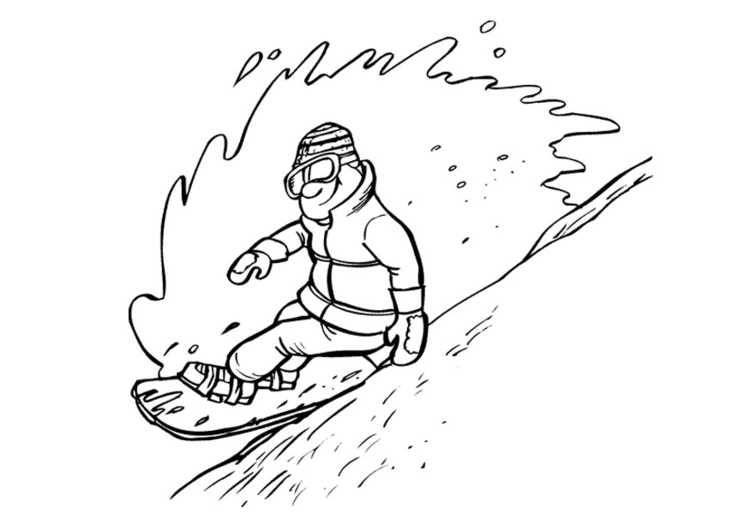 Målarbild Ã¥ka snowboard