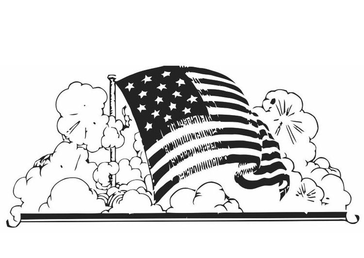 Målarbild amerikansk flagga med Ã¶rn