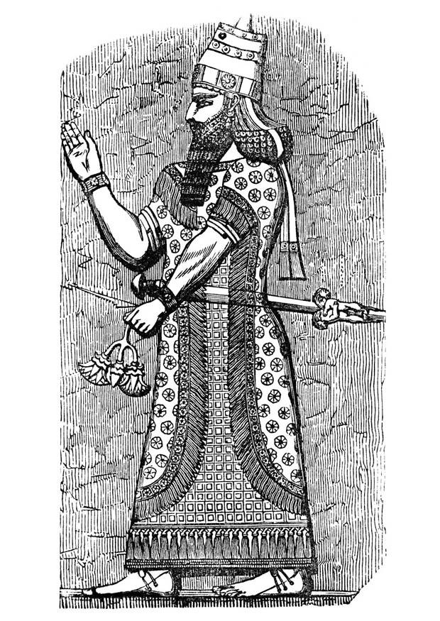 Målarbild assyrisk kung