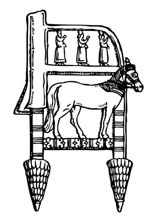 Målarbild assyrisk stol
