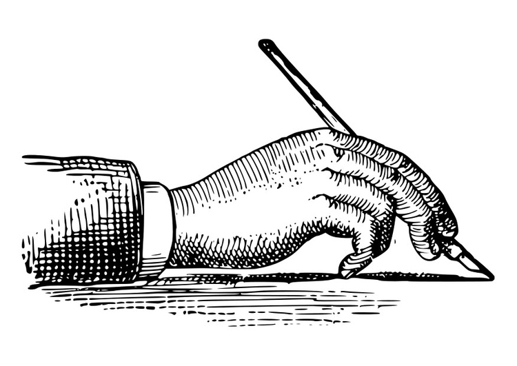 Målarbild att hÃ¥lla en penna