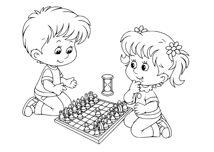 Målarbild att spela schack