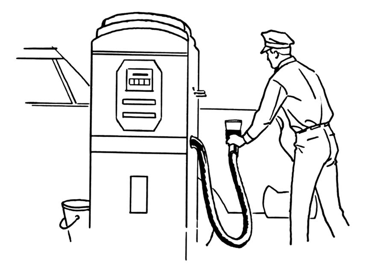 Målarbild bensinstation
