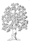 malarbild blommande träd