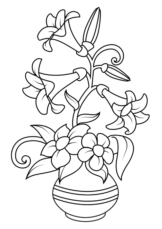 Målarbild blommor i vas
