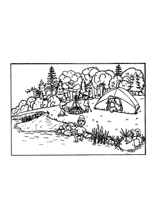Målarbild camping