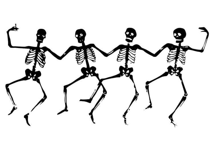 Målarbild dansande skelett